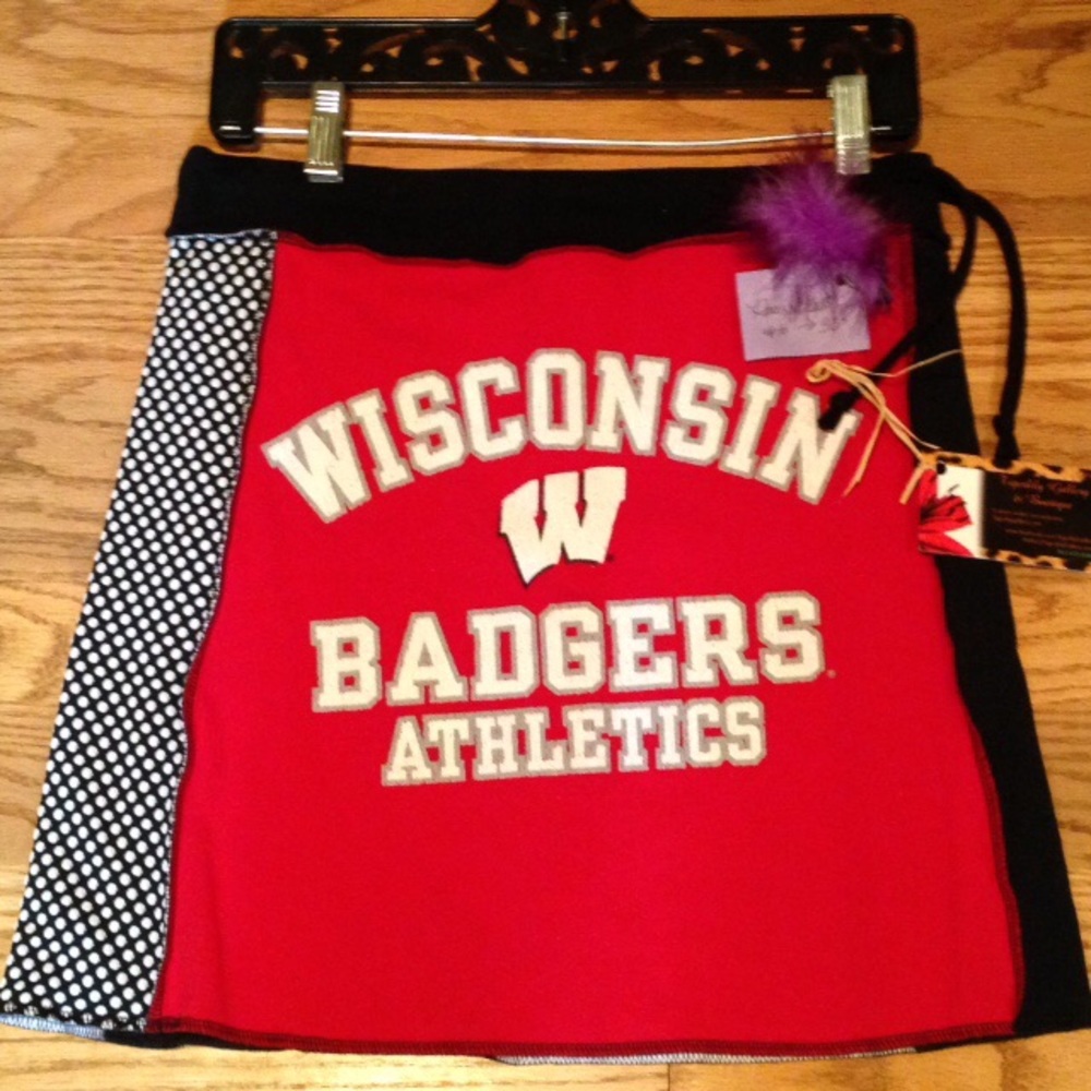 Wisconsin Badgers t-shirts converted to one-of-a-kind T-Skirts.